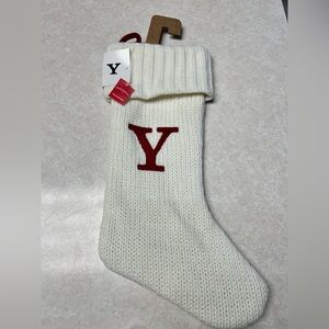 Festive Knit Stocking with Red Initial ‘Y’